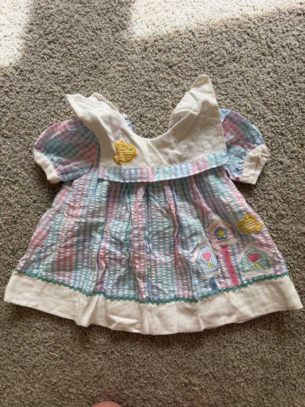 Girls vintage 1990s Pastel Samara Dress with Embroidered Details 12 months